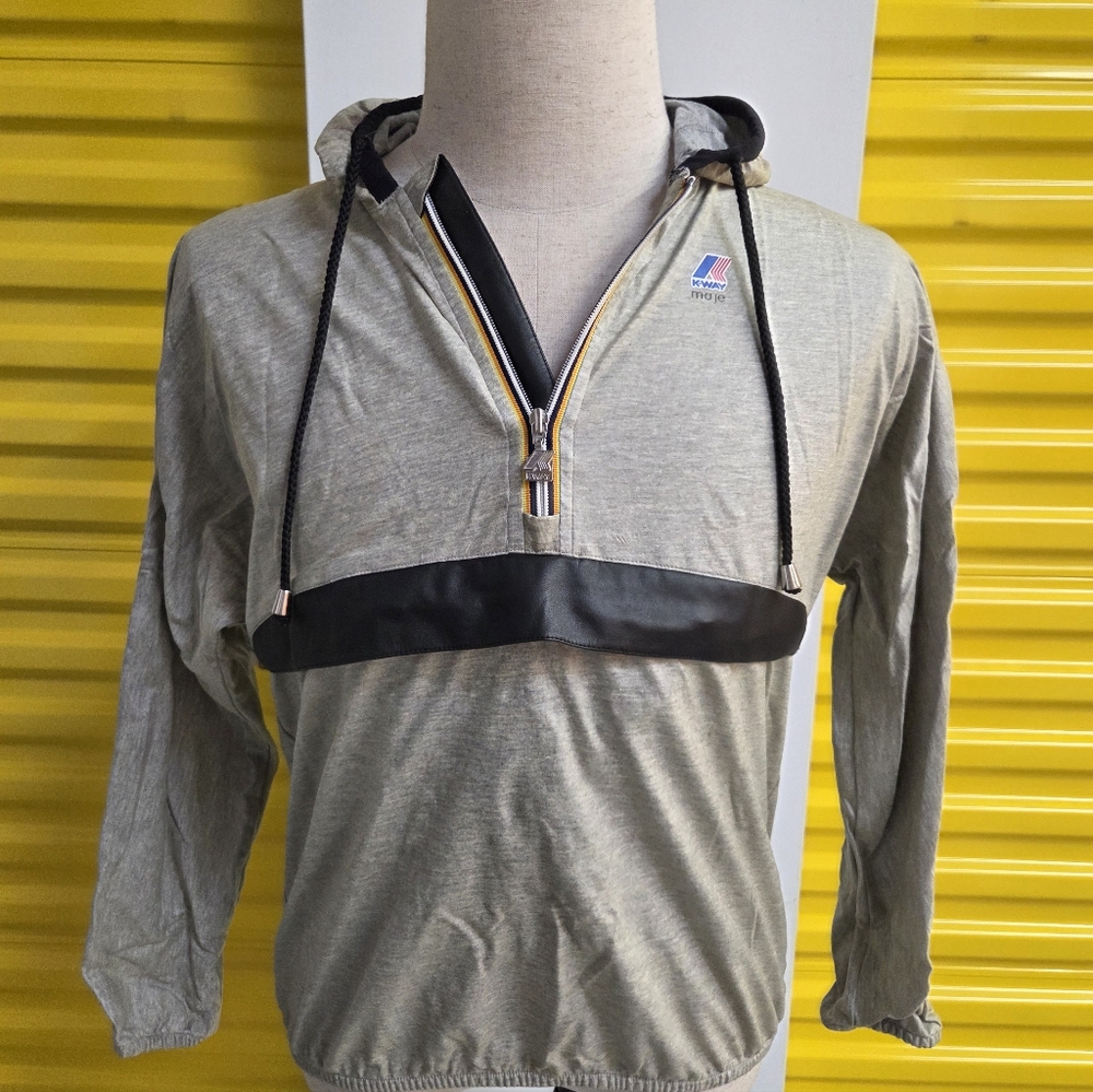 K-Way Light Gray and Black Half-Zip Jacket